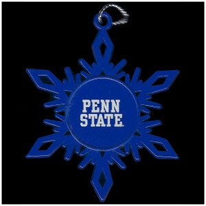 blue snowflake ornament with Penn State in center